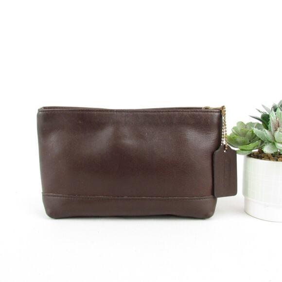 Coach Vintage Brown Leather Cosmetic Bag with Hangtag - Picture 1 of 9